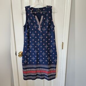 Talbots Navy Floral Dress Pink and White Size SP